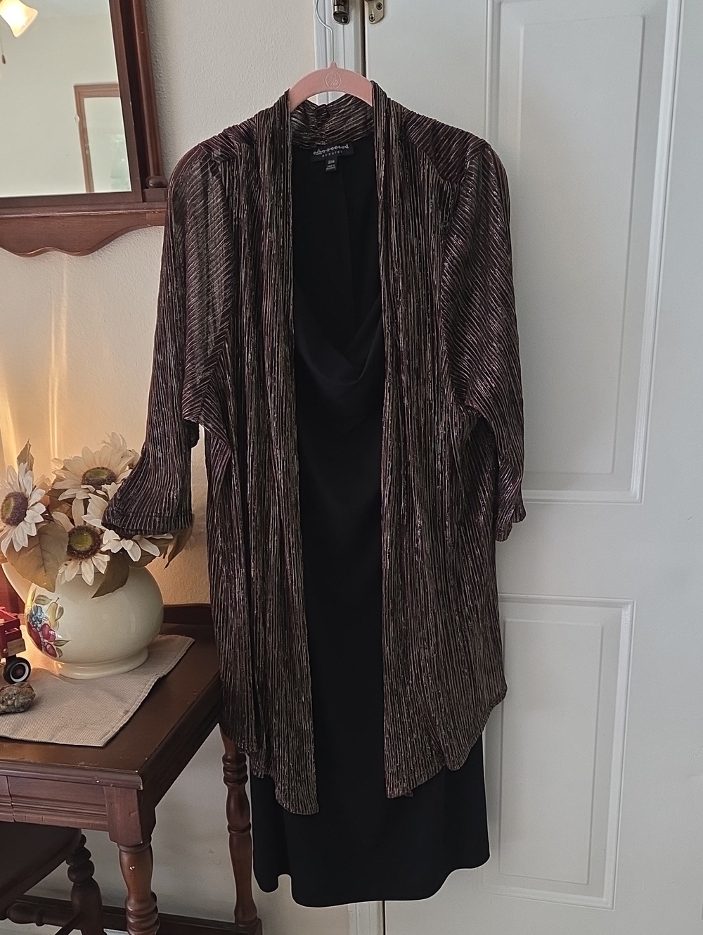connected apparel Iridescent Brown and Bronze Pleated Dress